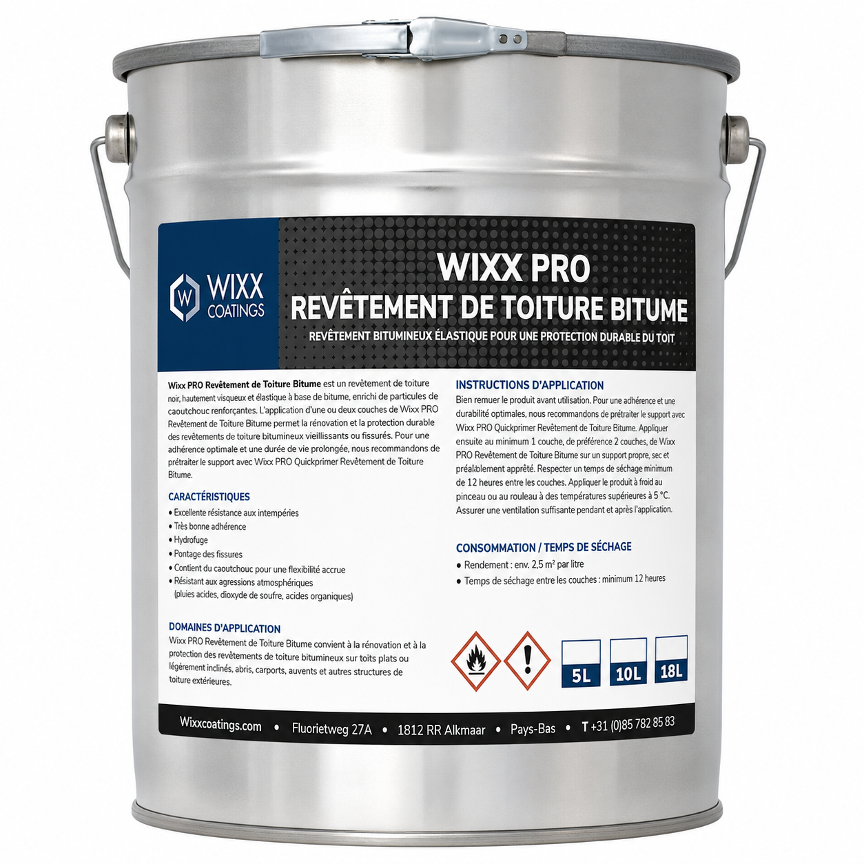 Wixx PRO Revêtement de Toiture Bitume Noir